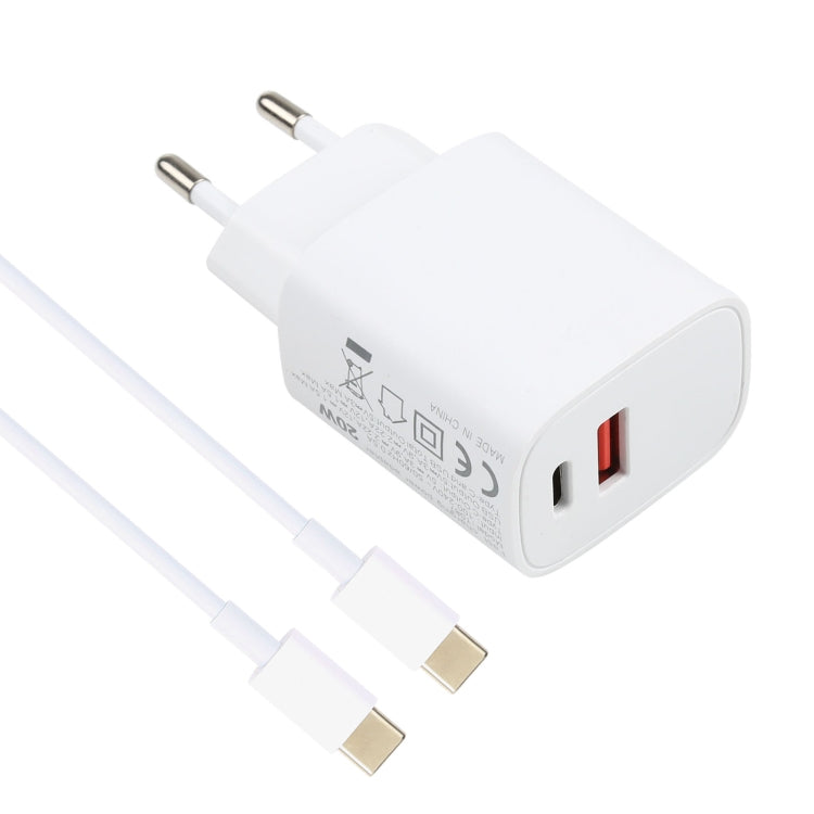 T087 20W USB-C / Type-C + USB Ports Charger with 100W Type-C to Type-C Fast Charging Cable 1m, EU Plug - Mobile Accessories by buy2fix | Online Shopping UK | buy2fix