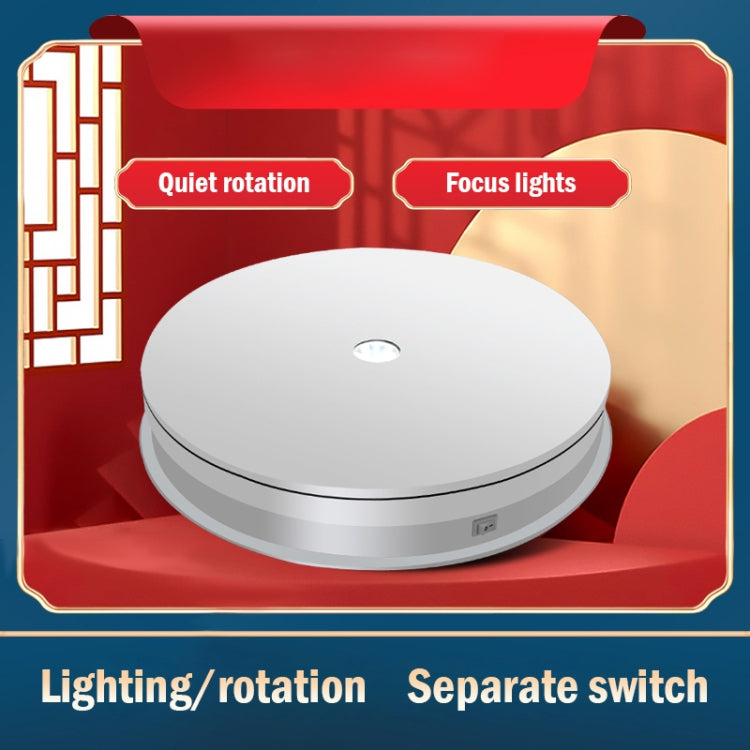 20cm Electric Rotating Turntable Display Stand LED Light Video Shooting Props Turntable, Power Plug:220V UK Plug(White) - Camera Accessories by buy2fix | Online Shopping UK | buy2fix