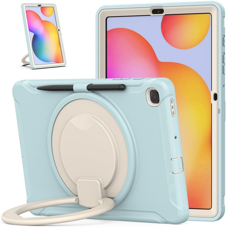 Shockproof TPU + PC Protective Case with 360 Degree Rotation Foldable Handle Grip Holder & Pen Slot For Samsung Galaxy Tab S6 Lite 10.4 inch P610(Ice Crystal Blue) - Tab S6 Lite P610 / P615 by buy2fix | Online Shopping UK | buy2fix