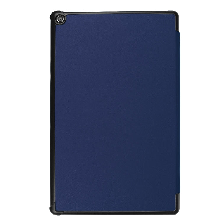 For Amazon Kindle Fire HD 10 2017 / 2019Custer Texture Horizontal Flip Leather Case with Three-folding Holder & Sleep / Wake-up Function(Dark Blue) - Amazon by buy2fix | Online Shopping UK | buy2fix