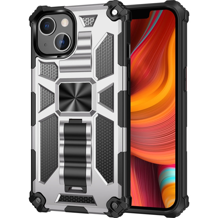 For iPhone 13 mini Armor Shockproof TPU + PC Magnetic Protective Case with Holder (Silver) - iPhone 13 mini Cases by buy2fix | Online Shopping UK | buy2fix