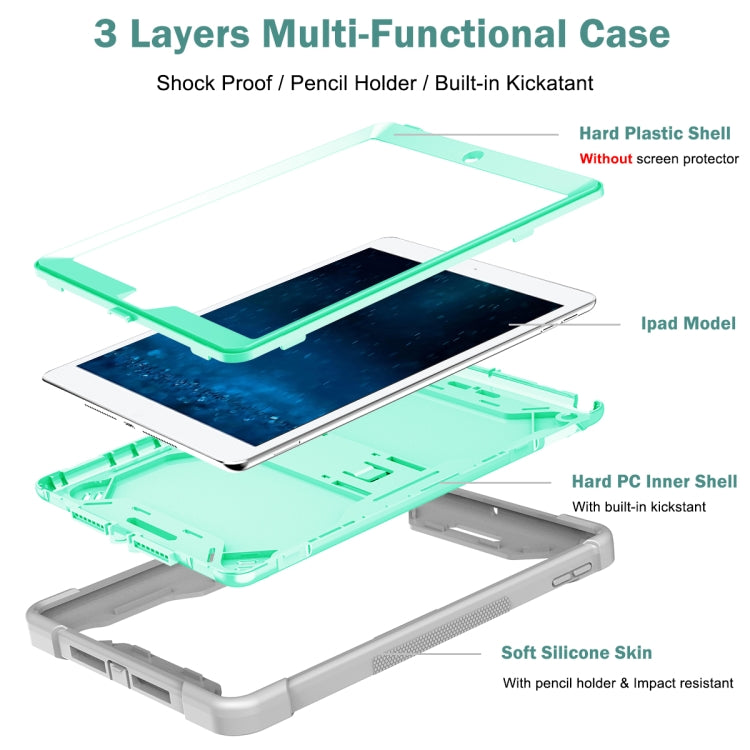 Silicone + PC Shockproof Protective Case with Holder For iPad 9.7 inch (2017/2018)(Gray + Green) - iPad 9.7 (2018) & (2017) Cases by buy2fix | Online Shopping UK | buy2fix