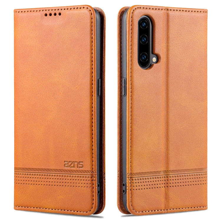 For OnePlus Nord CE 5G AZNS Magnetic Calf Texture Horizontal Flip Leather Case with Card Slots & Holder & Wallet(Light Brown) - OnePlus Cases by AZNS | Online Shopping UK | buy2fix