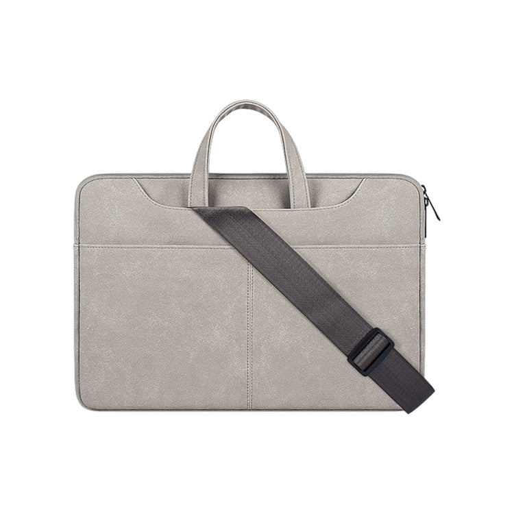 ST06SDJ Frosted PU Business Laptop Bag with Detachable Shoulder Strap, Size:13.3 inch(Light Gray) - 13.3 inch by buy2fix | Online Shopping UK | buy2fix