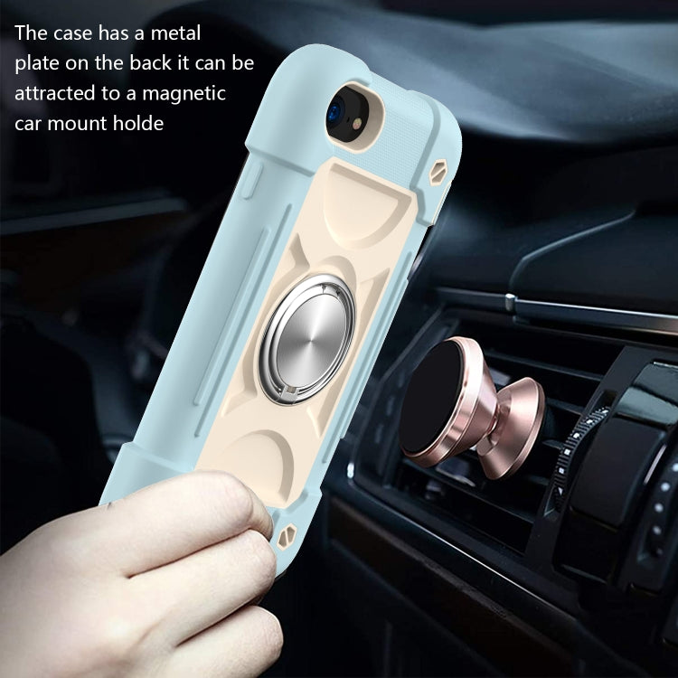 Shockproof Silicone + PC Protective Case with Dual-Ring Holder For iPhone 6/6s/7/8/SE 2022 / SE 2020(Ice Blue) - iPhone SE 2022 / 2020 / 8 / 7 Cases by buy2fix | Online Shopping UK | buy2fix