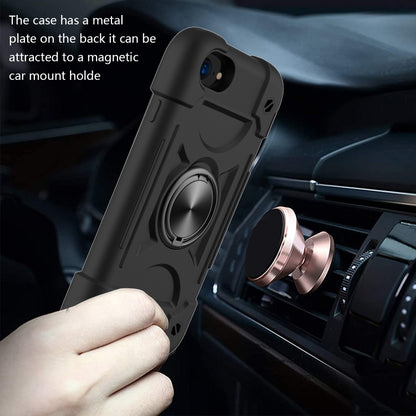 Shockproof Silicone + PC Protective Case with Dual-Ring Holder For iPhone 6/6s/7/8/SE 2022 / SE 2020(Black) - iPhone SE 2022 / 2020 / 8 / 7 Cases by buy2fix | Online Shopping UK | buy2fix