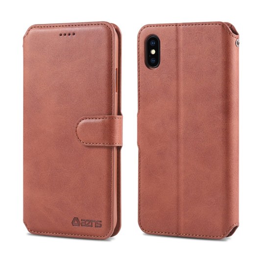 For iPhone XS Max AZNS Calf Texture Magnetic Horizontal Flip PU Leather Case with Holder & Card Slots & Photo Frame(Brown) - More iPhone Cases by AZNS | Online Shopping UK | buy2fix