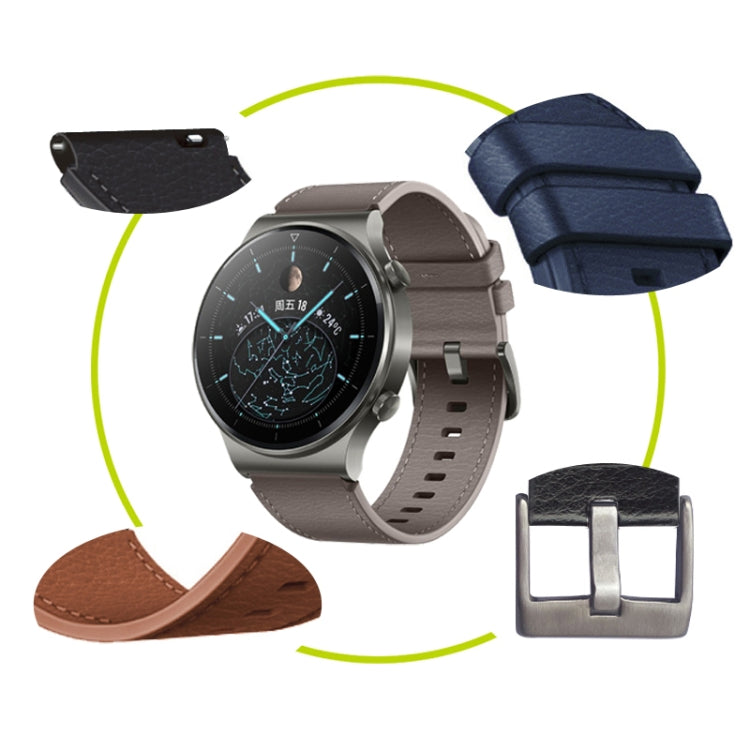 For Huawei Watch GT2 Pro Leather Watch Band(Grey) - Smart Wear by buy2fix | Online Shopping UK | buy2fix