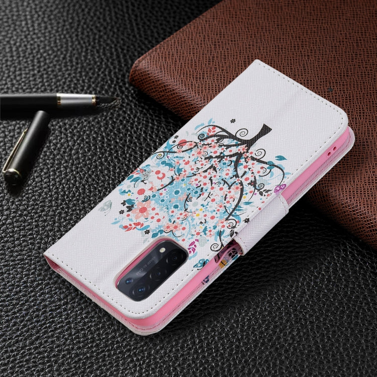 For OPPO A74 / A93 / A54 5G Colored Drawing Pattern Horizontal Flip Leather Case with Holder & Card Slots & Wallet(Tree) - OPPO & vivo Accessories by buy2fix | Online Shopping UK | buy2fix