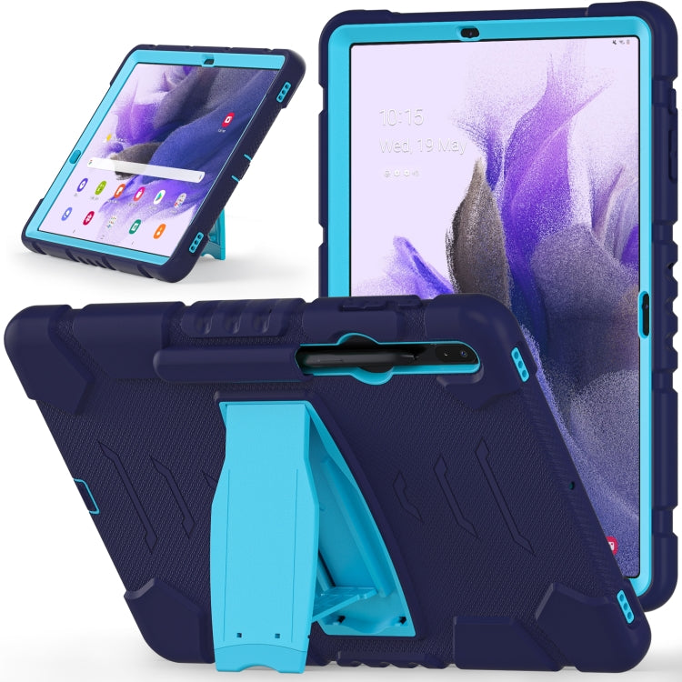 For Samsung Galaxy Tab S7+/ Tab S7 FE / Tab S8+ 3-Layer Protection Screen Frame + PC + Silicone Combination Case with Holder(NavyBlue+Blue) - Other Galaxy Tab PC by buy2fix | Online Shopping UK | buy2fix