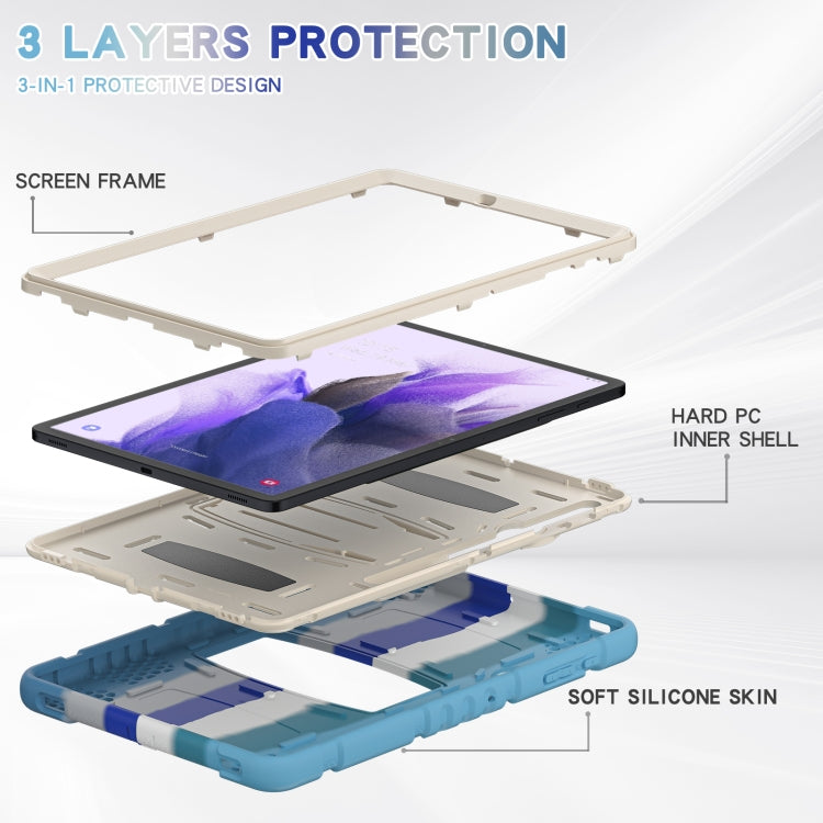 For Samsung Galaxy Tab S7+/ Tab S7 FE / Tab S8+ 3-Layer Protection Screen Frame + PC + Silicone Combination Case with Holder(Colorful Blue) - Other Galaxy Tab PC by buy2fix | Online Shopping UK | buy2fix