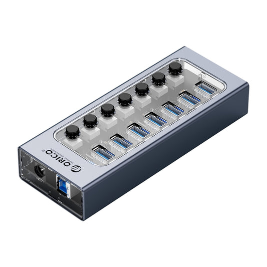 ORICO AT2U3-7AB-GY-BP 7 In 1 Aluminum Alloy Multi-Port USB HUB with Individual Switches, US Plug - USB 3.0 HUB by ORICO | Online Shopping UK | buy2fix