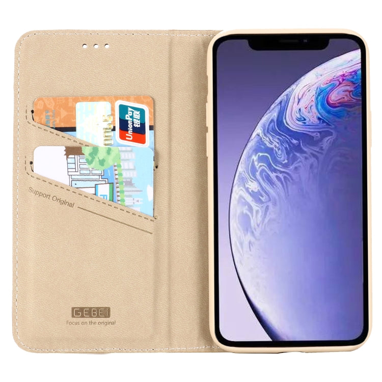 For iPhone 11 Pro GEBEI Top-grain Leather Horizontal Flip Protective Case with Holder & Card Slots(Khaki) - iPhone 11 Pro Cases by GEBEI | Online Shopping UK | buy2fix