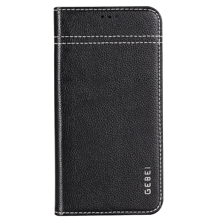For iPhone XS Max GEBEI Top-grain Leather Horizontal Flip Protective Case with Holder & Card Slots(Black) - More iPhone Cases by GEBEI | Online Shopping UK | buy2fix