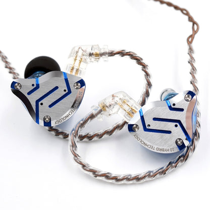 KZ ZS10 Pro 10-unit Ring Iron Gaming In-ear Wired Earphone, Mic Version(Streamer Blue) - In Ear Wired Earphone by KZ | Online Shopping UK | buy2fix