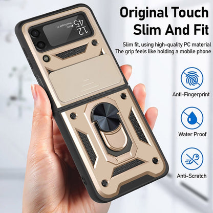 For Samsung Galaxy Z Flip3 5G Sliding Camera Cover Design TPU+PC Protective Case(Gold) - Samsung Accessories by buy2fix | Online Shopping UK | buy2fix