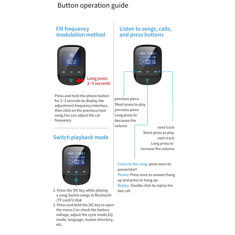 BT06 1.4 inch Car MP3 Player FM Transmitter QC3.0 Quick Charge Support Bluetooth Handsfree / TF Card - In Car by buy2fix | Online Shopping UK | buy2fix