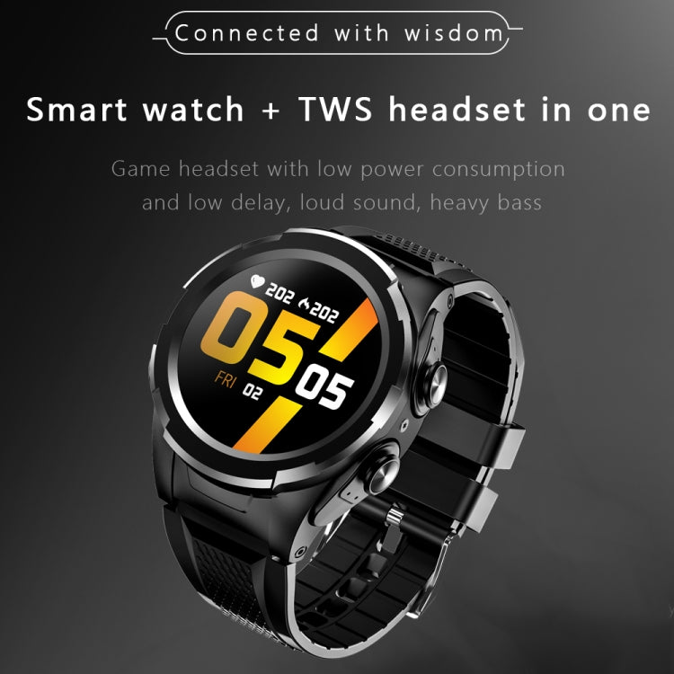 F6 1.28 inch IPS Screen 2 in 1 Bluetooth Earphone Smart Watch, Support Heart Rate & Blood Oxygen Monitoring / Bluetooth Music, Style:Steel Strap(Black) - Smart Wear by buy2fix | Online Shopping UK | buy2fix