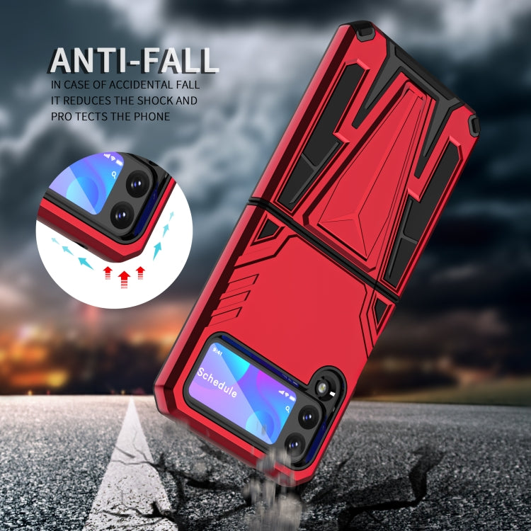 For Samsung Galaxy Z Flip3 5G Super V Armor PC + TPU Shockproof Case with Invisible Holder(Red) - Samsung Accessories by buy2fix | Online Shopping UK | buy2fix