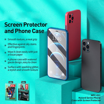 For iPhone 12 Pro WK WPC-011 Shockproof PC Phone Case with Tempered Glass Film(Black) - iPhone 12 / 12 Pro Cases by WK | Online Shopping UK | buy2fix