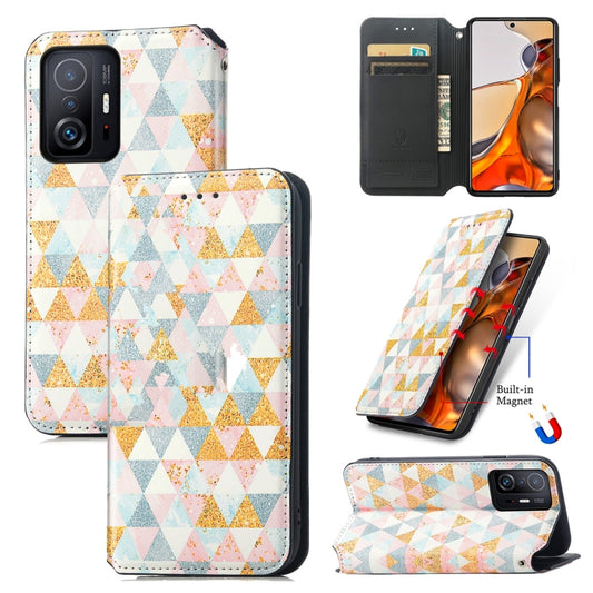 For Xiaomi 11T / 11T Pro CaseNeo Colorful Magnetic Leather Case with Holder & Card Slot & Wallet(Rhombus) - Xiaomi Accessories by buy2fix | Online Shopping UK | buy2fix