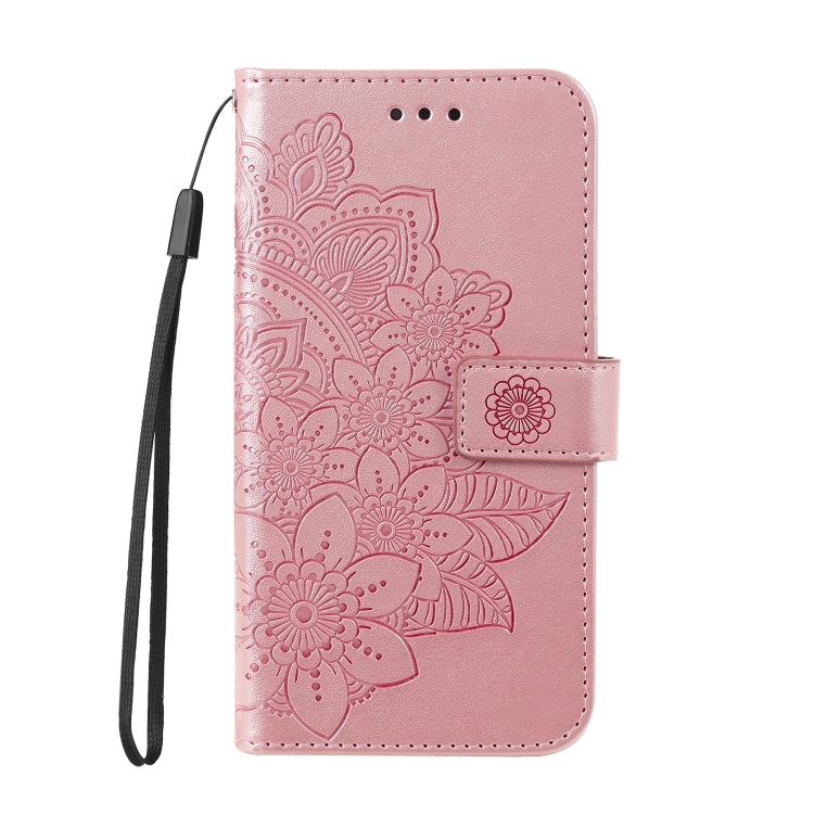 For Huawei nova 9 / Honor 50 7-petal Flowers Embossed Flip Leather Phone Case with Holder & Card Slots(Rose Gold) - Mobile Accessories by buy2fix | Online Shopping UK | buy2fix