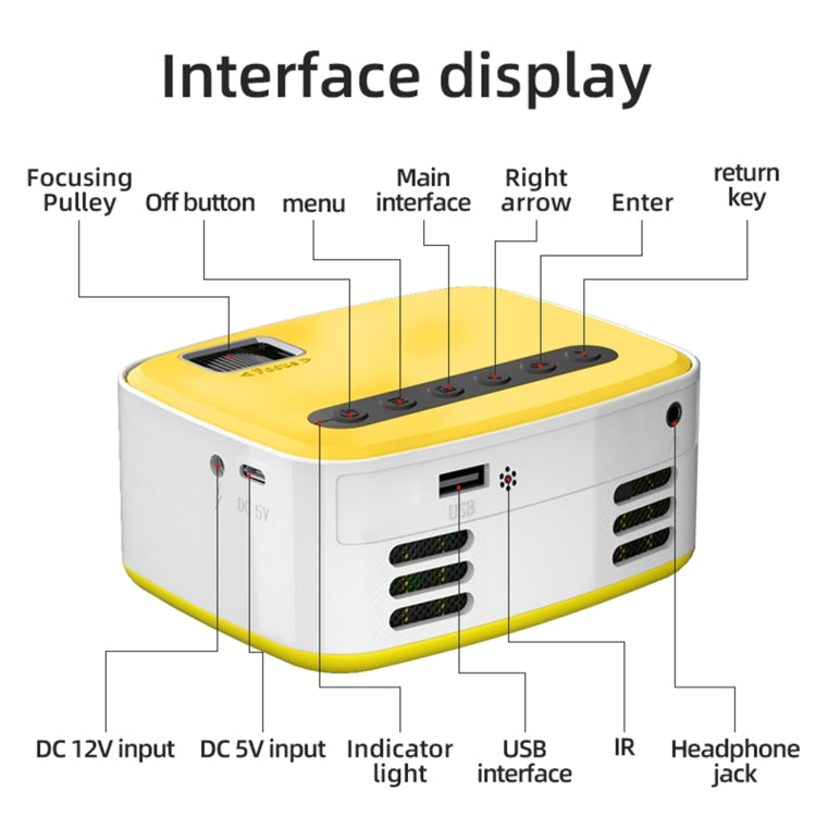 T20 320x240 400 Lumens Portable Home Theater LED HD Digital Projector, Same Screen Version, US Plug(Black White) - Consumer Electronics by buy2fix | Online Shopping UK | buy2fix