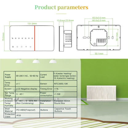 BHT-005-GBLW 220V AC 16A Smart Home Heating Thermostat for EU Box, Control Electric Heating with Only Internal Sensor & WIFI Connection - Consumer Electronics by buy2fix | Online Shopping UK | buy2fix