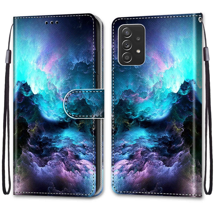 For Samsung Galaxy A53 5G Coloured Drawing Cross Texture Horizontal Flip Leather Phone Case with Holder & Card Slots & Wallet & Lanyard(Colorful Clouds) - Samsung Accessories by buy2fix | Online Shopping UK | buy2fix