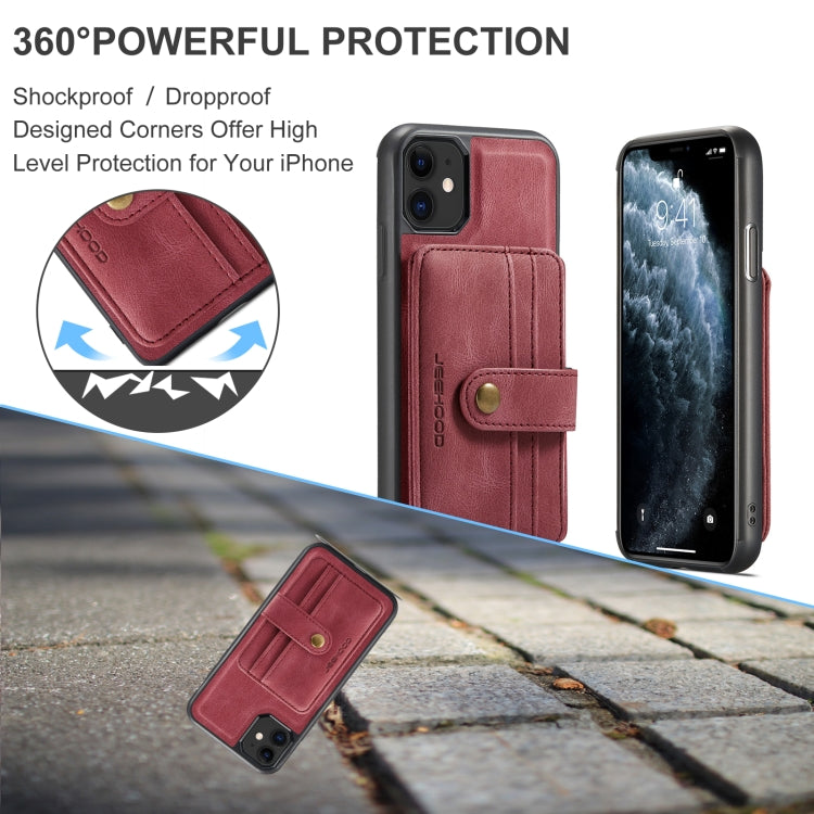 For iPhone 11 Pro Max JEEHOOD RFID Blocking Anti-Theft Wallet Phone Case (Red) - iPhone 11 Pro Max Cases by JEEHOOD | Online Shopping UK | buy2fix