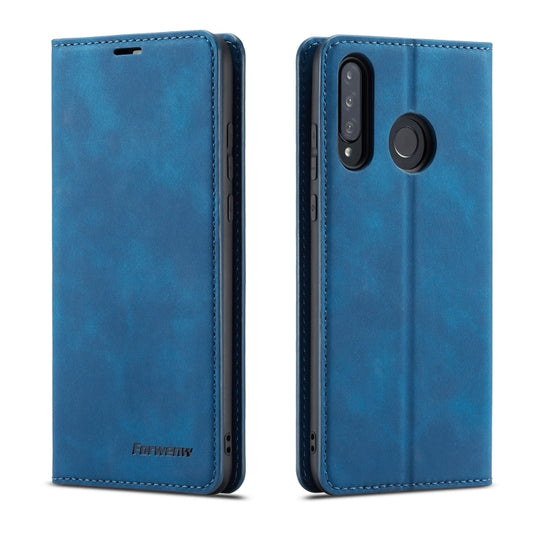 For Huawei P30 Lite Forwenw Dream Series Oil Edge Strong Magnetism Horizontal Flip Leather Case with Holder & Card Slots & Wallet & Photo Frame(Blue) - Huawei Cases by Forwenw | Online Shopping UK | buy2fix