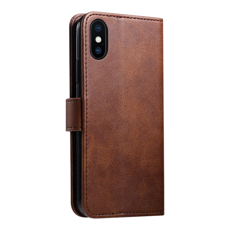 For iPhone X / XS GUSSIM Magnetic Horizontal Flip Leather Case with Holder & Card Slots & & Wallet(Brown) - More iPhone Cases by GUSSIM | Online Shopping UK | buy2fix