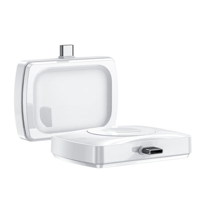 JJT-997 Type-C Interface Earphone and Watch Double-sided Wireless Charger for AirPods & iWatch(White) - Apple Accessories by buy2fix | Online Shopping UK | buy2fix