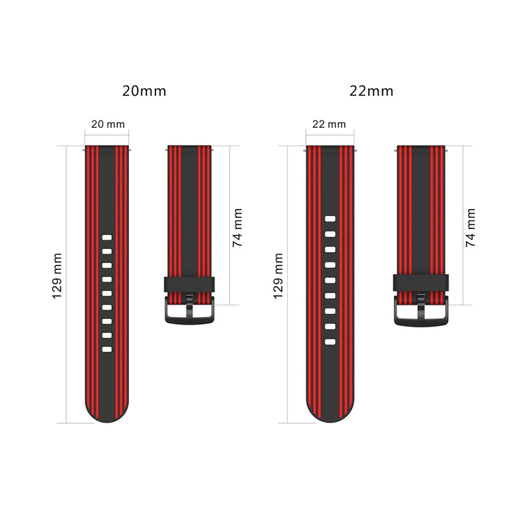 22mm Stripe Silicone Watch Band(Black) - Watch Bands by buy2fix | Online Shopping UK | buy2fix