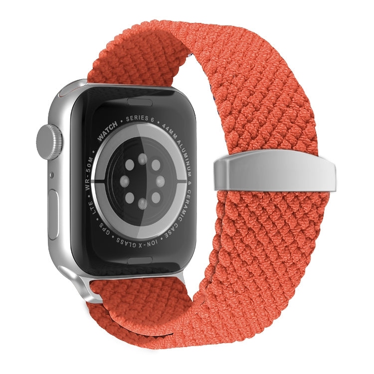 Nylon Braid Watch Band For Apple Watch Series 9&8&7 41mm / SE 3&SE 2&6&SE&5&4 40mm / 3&2&1 38mm(Bright Orange) - Watch Bands by buy2fix | Online Shopping UK | buy2fix