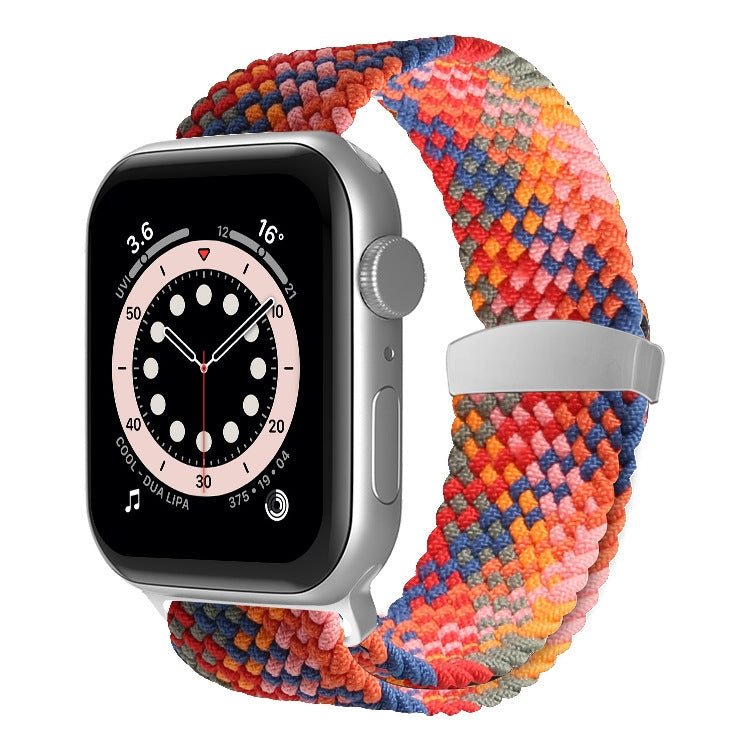 Nylon Braid Watch Band For Apple Watch Ultra 49mm&Watch Ultra 2 49mm / Series 9&8&7 45mm / SE 3&SE 2&6&SE&5&4 44mm / 3&2&1 42mm(Colorful Pink) - Watch Bands by buy2fix | Online Shopping UK | buy2fix