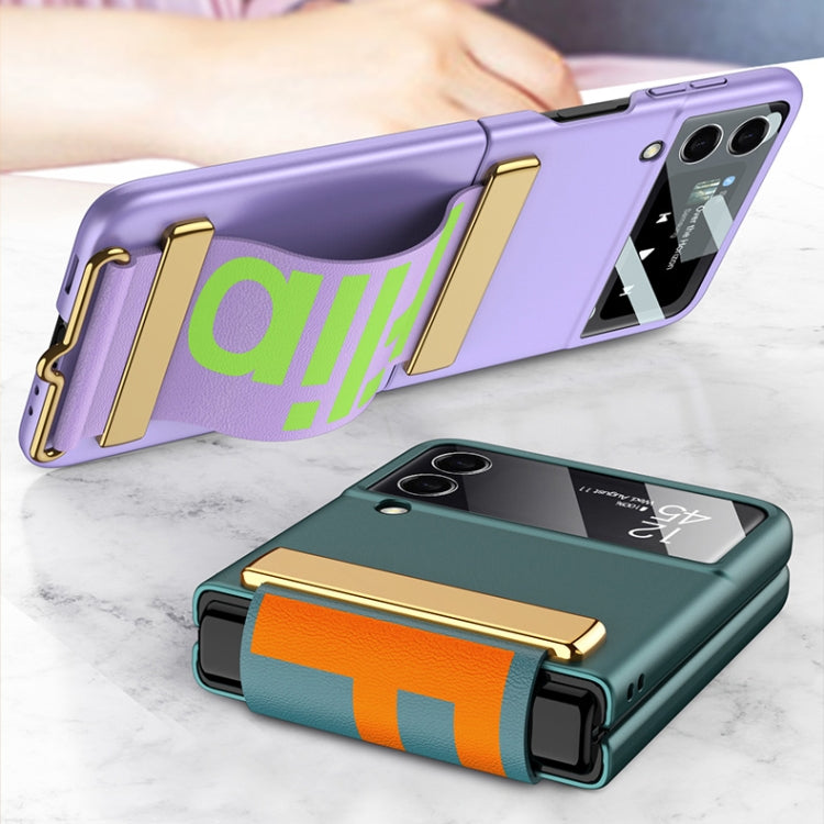 For Samsung Galaxy Z Flip3 5G GKK Ultra-thin Full Coverage Phone Flip Case with Wristband(Purple) - Galaxy Phone Cases by GKK | Online Shopping UK | buy2fix