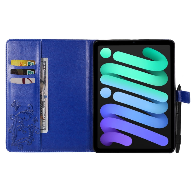 Pressed Printing Butterfly Pattern Horizontal Flip Leather Tablet Case For iPad mini 6(Blue) - More iPad Cases by buy2fix | Online Shopping UK | buy2fix