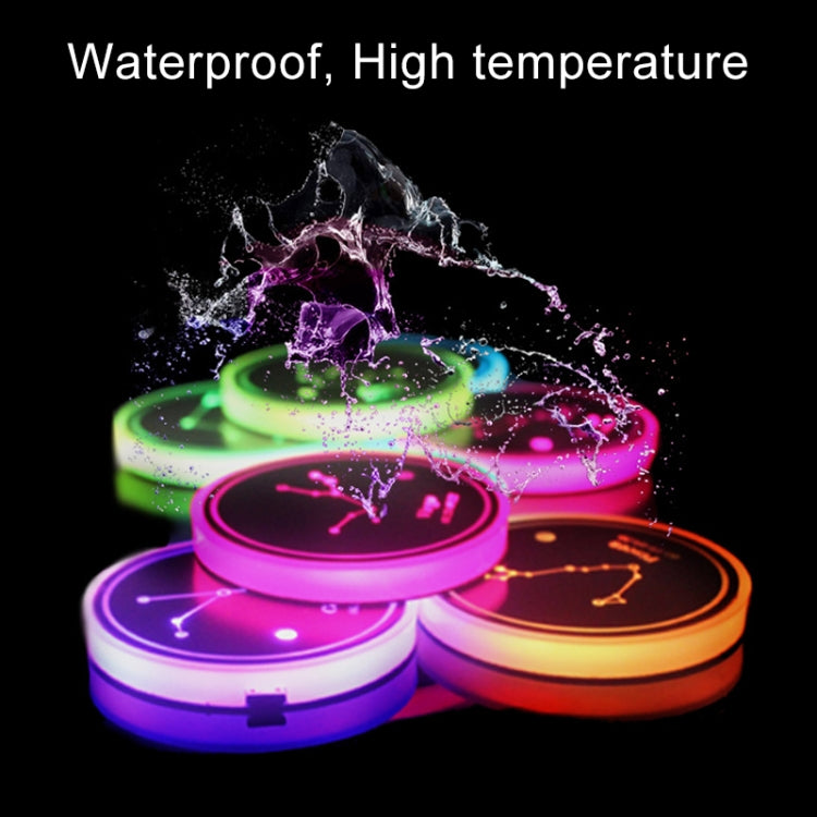 2 PCS Car Constellation Series AcrylicColorful USB Charger Water Cup Groove LED Atmosphere Light(Aries) - In Car by buy2fix | Online Shopping UK | buy2fix