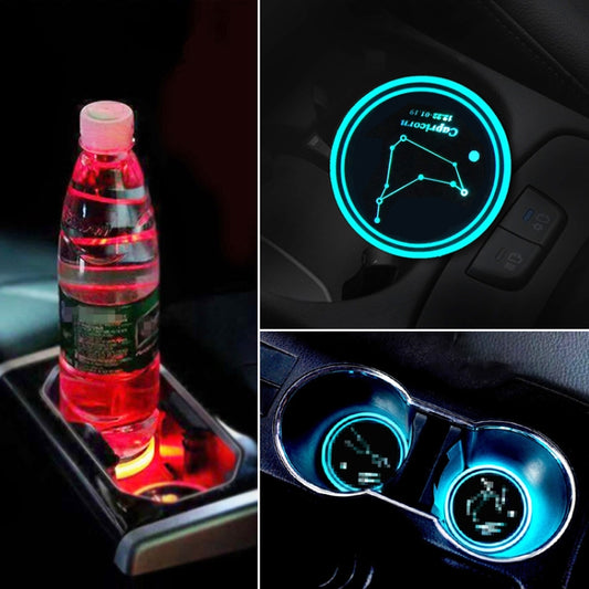 2 PCS Car Constellation Series AcrylicColorful USB Charger Water Cup Groove LED Atmosphere Light(Capricorn) - In Car by buy2fix | Online Shopping UK | buy2fix