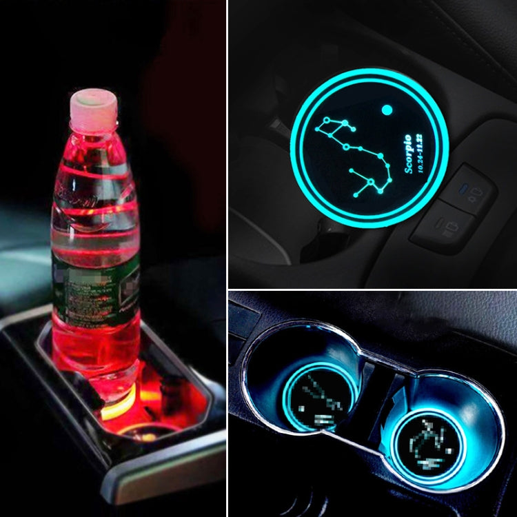 2 PCS Car Constellation Series AcrylicColorful USB Charger Water Cup Groove LED Atmosphere Light(Scorpio) - In Car by buy2fix | Online Shopping UK | buy2fix