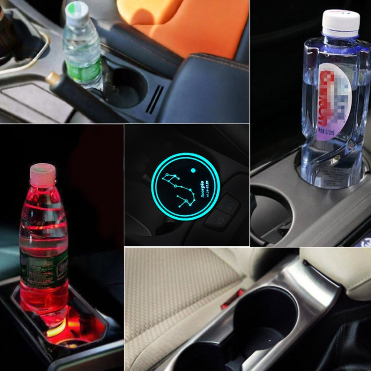 2 PCS Car Constellation Series AcrylicColorful USB Charger Water Cup Groove LED Atmosphere Light(Scorpio) - In Car by buy2fix | Online Shopping UK | buy2fix