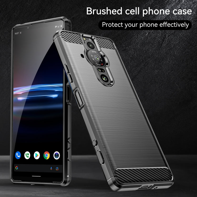 For Sony Xperia Pro-I Brushed Carbon Fiber Texture TPU Phone Case(Black) - Sony Cases by buy2fix | Online Shopping UK | buy2fix