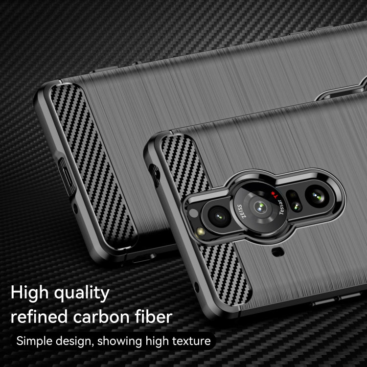 For Sony Xperia Pro-I Brushed Carbon Fiber Texture TPU Phone Case(Black) - Sony Cases by buy2fix | Online Shopping UK | buy2fix