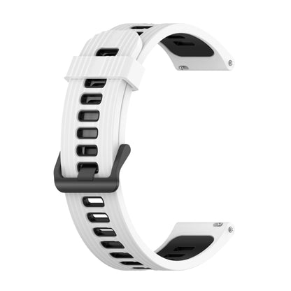 For Samsung Galaxy Watch4/Active2 20mm Two-color Stripe Silicone Watch Band(White Black) - Watch Bands by buy2fix | Online Shopping UK | buy2fix