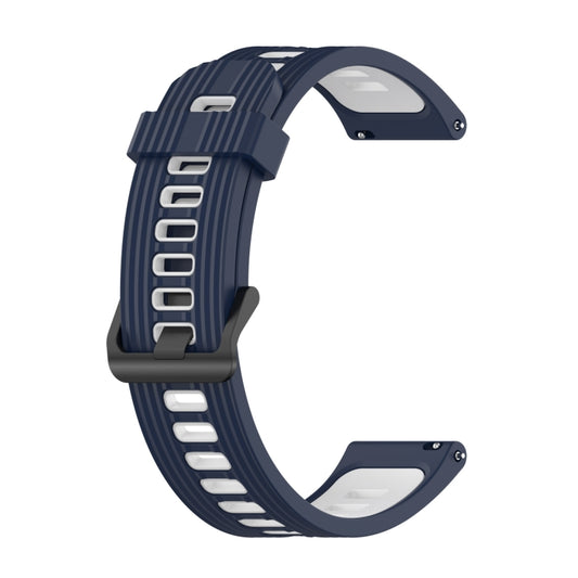 For Amazfit GTR 3/GTR 3 Pro/GTR 2 22mm Two-color Stripe Silicone Watch Band(Midnight Blue White) - Watch Bands by buy2fix | Online Shopping UK | buy2fix