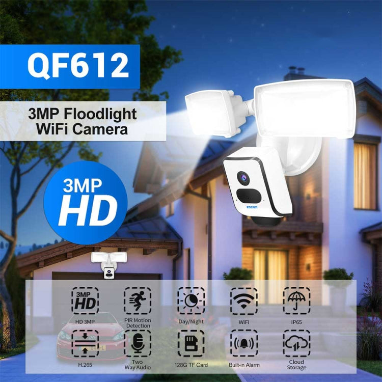 ESCAM QF612 3MP WiFi IP Camera & Floodlight, Support Night Vision / PIR Detection(AU Plug) - Security by ESCAM | Online Shopping UK | buy2fix