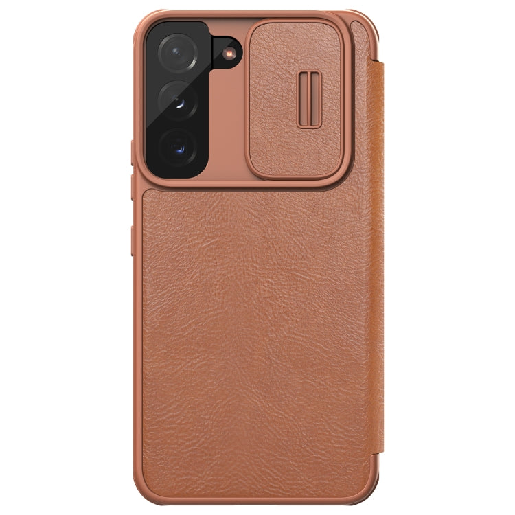 For Samsung Galaxy S22 5G NILLKIN QIN Series Pro Sliding Camera Cover Design Leather Phone Case(Brown) - Galaxy S22 5G Cases by NILLKIN | Online Shopping UK | buy2fix