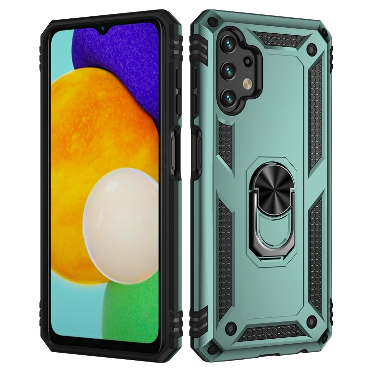 For Samsung Galaxy A13 4G Shockproof TPU + PC Phone Case with Holder(Dark Green) - Samsung Accessories by buy2fix | Online Shopping UK | buy2fix