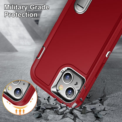 For iPhone 13 3 in 1 Rugged Holder Phone Case(Red + Black) - iPhone 13 Cases by buy2fix | Online Shopping UK | buy2fix